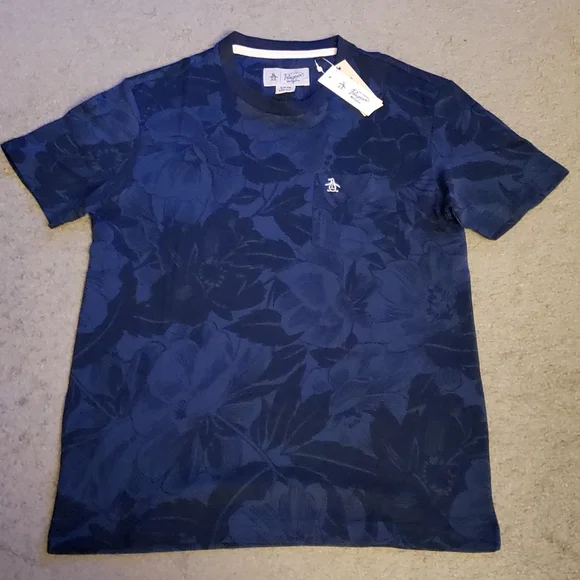 Original Penguin Blue Floral Polo like Dress T Shirt - Picture 1 of 4